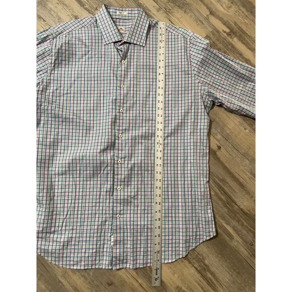 Peter Millar Summer Comfort XL Blue Pink Check Long Sleeve Button Up Shirt - Picture 7 of 8
